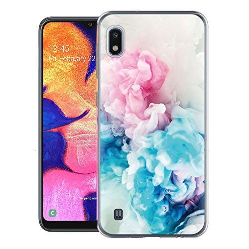 Eouine Samsung Galaxy A10 Case, Phone Case Transparent Clear with Pattern Ultra Slim Shockproof Soft Gel TPU Silicone Back Cover Bumper Skin for Samsung Galaxy A10 Smartphone (Pink Blue)