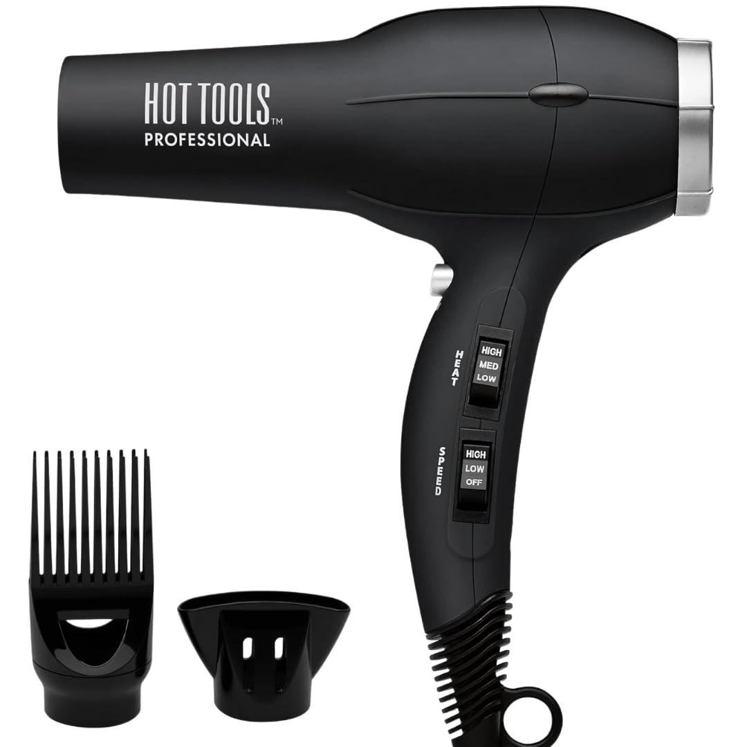 Hot Tools Pro Artist 1875 Watt Turbo Ionic Salon Hair Dryer, Black