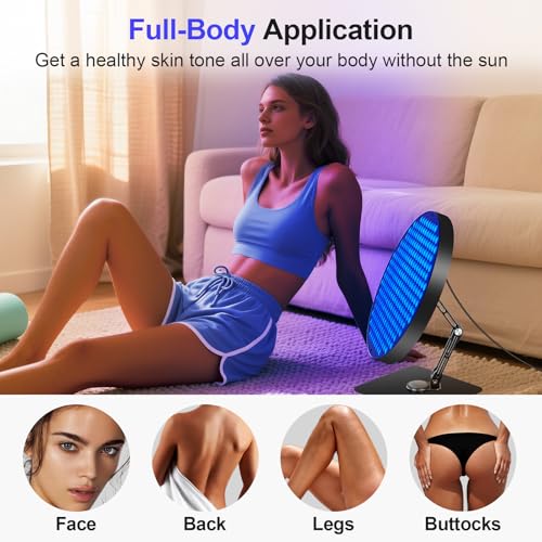 Ibtyzo Lámpara de Bronceado, Solarium de 50W para el Hogar con 250 LEDs, Lámpara Bronceadora Facial y Cuerpo con Temporizador, Autobronceador Facial Lámpara con Gafas Protectoras y Soporte,Negro - imagen 4
