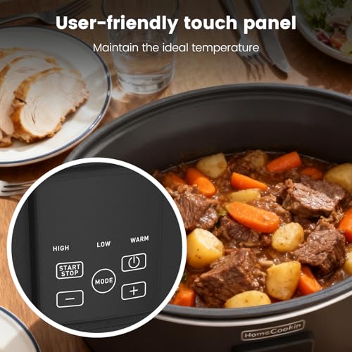 Image of HOMECOOKIN Slow Cooker, Extra Large 10 Quart Digital Programmable Slow Cookers with Timer, Dishwasher Safe Glass Lid & Crock, Kitchen Appliance for Families and Gatherings, Black