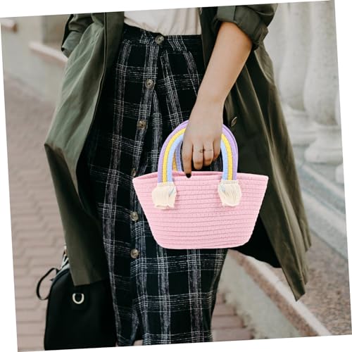 Handmade Woven Handbag Capacity Beach Tote for Outings for Daily Use Shopping and Parties Rainbow Design for Women3