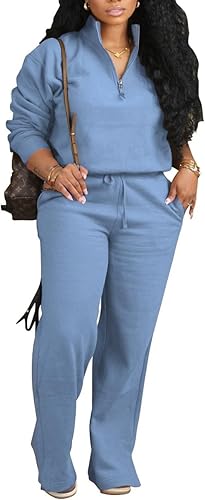 HipGlamp Women's Casual Tracksuit Set Breathable 2 Piece with Half Zip Top Perfe