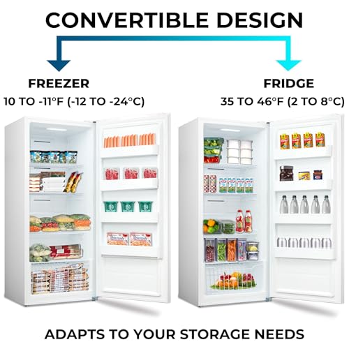 Image of Kenmore 14.0 Cubic Feet Capacity Upright freezer - Convertible Refrigerator /Freezer, 4 Shelves, Garage Ready, Meat Storage, Auto Defrost, Congelador For Home, Apartment, Basement, Dorm, White
