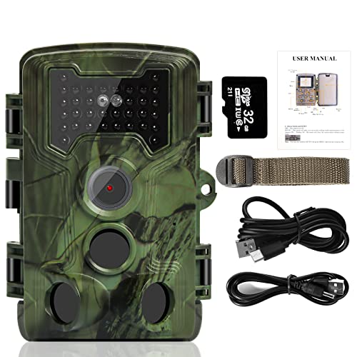 Camera De Chasse, Piege Photographique Camera Suiveuse Camera Espion Detecteur De Mouvement avec Carte Mémoire 32G - Caméra De Chasse Camera De Chasse Nocturne Appareil Photo Etanche Caméra Chasse
