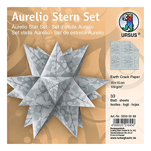 Ursus 35595589 - Faltblätter Aurelio Stern, Earth Crack paper, 15 x 15 cm, silber