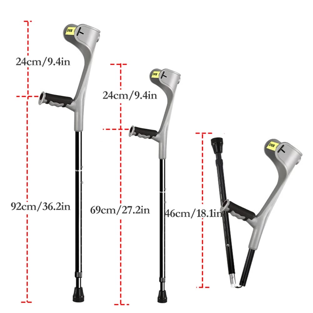 Stampelle Pieghevoli alla Moda per Adulti, stampelle per avambraccio in Alluminio, stampelle Ortopediche Regolabile, Maniglie ergonomiche (Color : Gray, Size : 1 Unit)