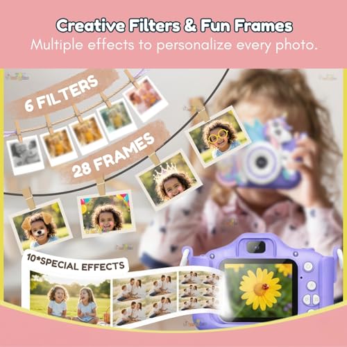Image of Toy Imagine Unicorn Kids Digital Camera, 48MP Photos, 1080p Video, 2-InchScreen,Rechargeable,Extended Storage,Mini Camera with Games,Filters,Birthday Gift for Kids 6-12,Assorted Card Not Included