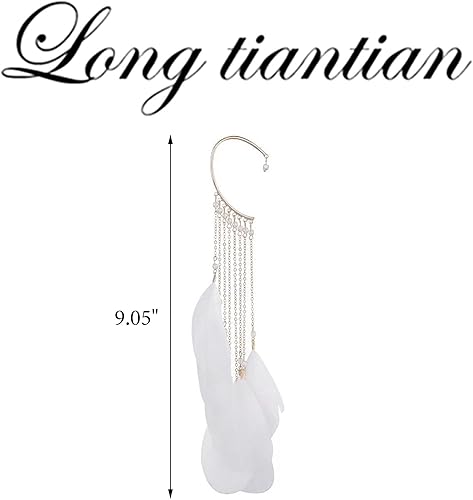 Miniatura 7 de Aretes de plumas sintéticas para mujer, aretes largos de borla bohemia, aretes de plumas para mujer, aretes colgantes de plumas blancas, regalo de