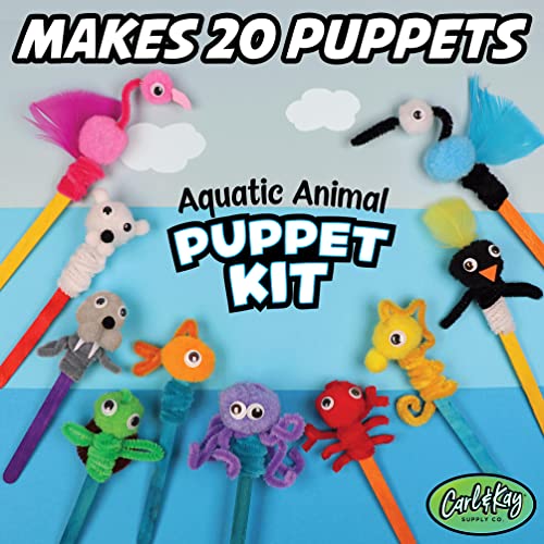 Carl & Kay Supply Co. Kids Arts And Crafts Activities - Creates 20 Craft Aquatic Animal Puppets - Art Supplies Material #TOP4