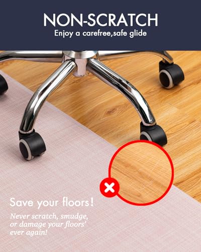 Image of BARoyal Office Chair Mat for Hardwood Floor Under Desk Computer Rolling Chair Mat for Wood /Tile Floor Non-Slip Heavy Duty Desk Rug PVC Plastic Hard Floor Protector 36 inch x 48 inch(Blush)