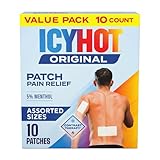 Icy Hot Original Pain Relief Patch Variety Pack, 5 Medium and 5 Large Comfortable Fabric Patches with Menthol 5%, Contrast Therapy for Backaches, Joints, Muscle Strains and Arthritis, 10 ct. (Health and Beauty)