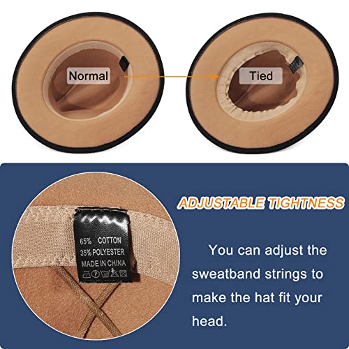 Eozy Gradient Color Fedora Hat For Women & Men Wide Brim Felt Hat With Belt Buckle/Camel #TOP3