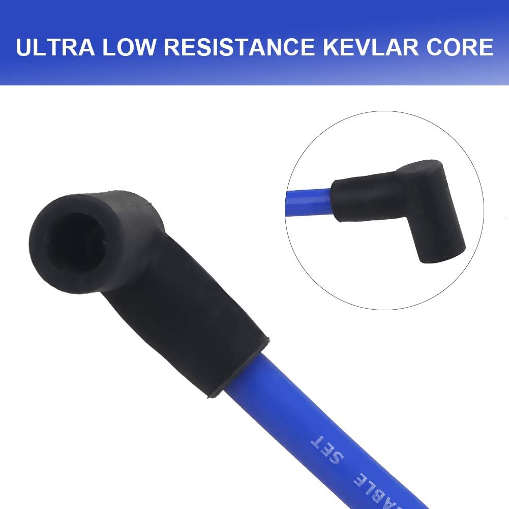 JDMON Compatible with High Performance Spark Plug Ignition Wire Set Ford 332 351C 351M 352 360 361 370 390 400 427 428 429 460 514 BBF HEI Blue 10.5mm