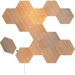 Panel Decorativo Nanoleaf Elements Starter Kit, 13 Hexágonos Luminosos LED Efecto Madera - Apliques de Pared Interior Modulares, Luces Led Inteligentes Regulable WiFi, Compatible con Alexa, para Decoración Habitación