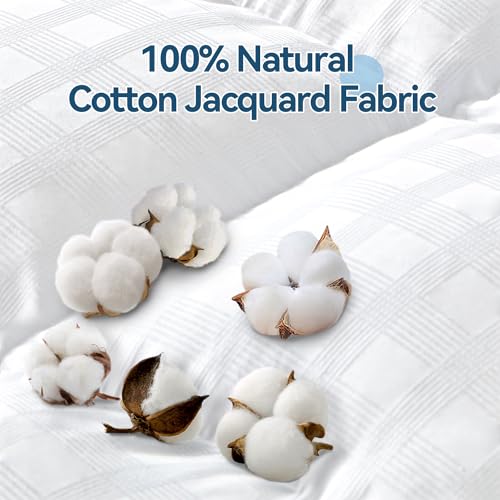 ABENE Mattress Topper for Back Pain Relief, Extra Thick Mattress Pad Pillowtop, Soft Cotton Cover with 8"-21" Deep Pocket, 1300gsm Overfilled Down Alternative Filling (Cotton White, King)