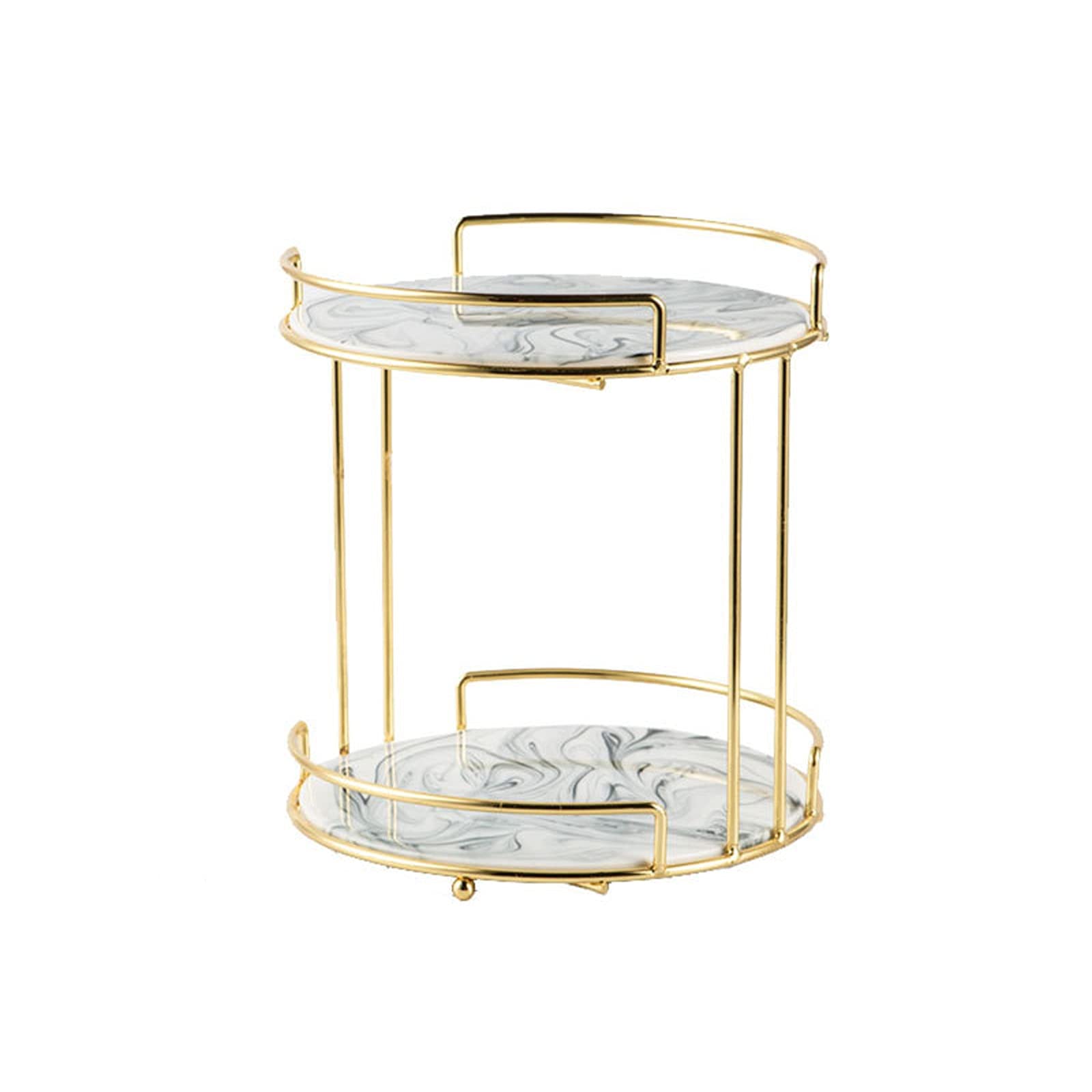 Bandejas para Tartas Mesa de postre de cerámica de soporte de doble capa con soporte de metal Multiuso Magdalena Pantalla Pastel de boda Pastelería Sirviendo bandeja Soporte para Cupcakes