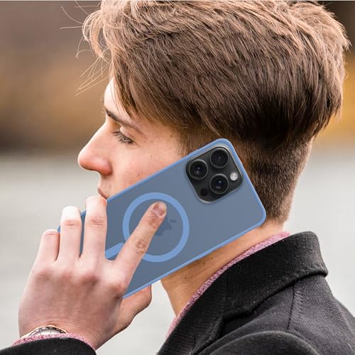 Image of amazon basics Luxury Paper Thin Case Cover for iPhone 15 Pro | Matte Finish | Compatible with magsafe | (Dark Blue, iPhone 15 Pro)