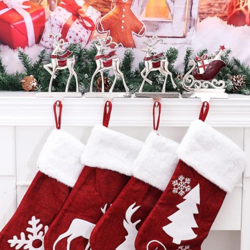 4PCS-Reindeer-Stocking-Holders-for-Mantle-Decor-Sleigh-Weighted-Christmas-Stocking-Fireplace-Holder-Heavy-Duty-Mantle-Stocking-Hook-Holiday-Xmas-Decor-Reindeer-Sleigh-4 4PCS Reindeer Stocking Holders for Mantle Decor Sleigh Weighted Christmas Stocking Fireplace Holder Heavy Duty Mantle Stocking Hook Holiday Xmas Decor Reindeer Sleigh 4