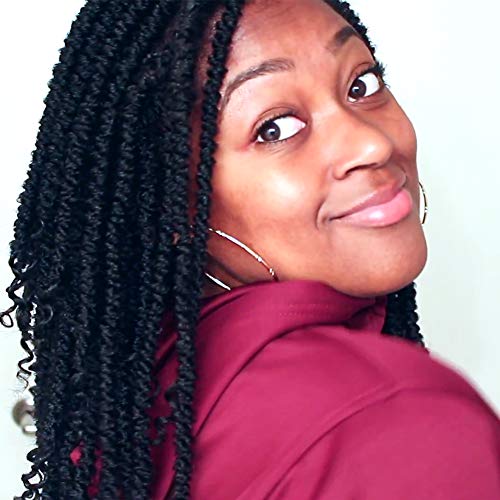 14” Spring Locs Crochet Hair Spring Senegalese Twist Crochet Braid Curly End (14 strands/Pack, 6Packs/lot) Soft Lightweight Natural looking Synthetic Crochet Hair Extension(14 inch, 1B)