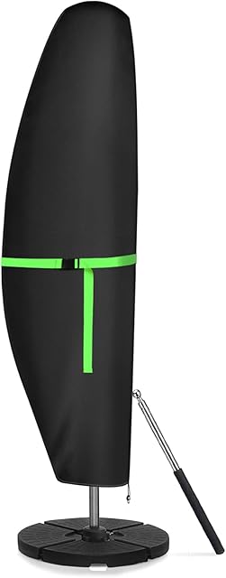 GEMITTO Protective Parasol Cover with Rod, Cantilever Parasol Cover Waterproof, Outdoor Umbrella Cover Weatherproof UV-Anti Wind Snow Proof for 2-4 m Cantilever/ Straight Parasol 280x30x81/46cm