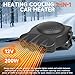 Car Heater Defogger Fan, Portable 30 Second Fast Heating Defrost Defogger Cooling Space 3-Outlet Plug in Cig Lighter Demister, 2 in 1 Automobile Windscreen Fan12V 200W Auto Ceramic Heater