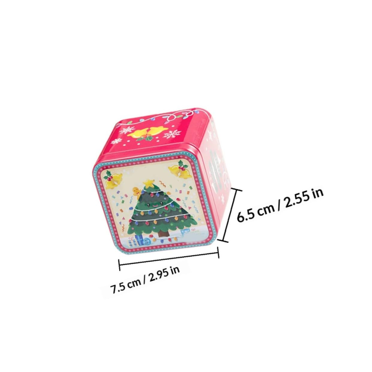 Veemoon Lot de 8 Boîtes de Rangement Carrées en Fer-Blanc Motifs de Noël Boîtes à Bonbons de Noël Décoratives et Légères pour Conserver Biscuits et Gourmandises Festives