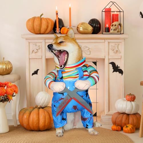 Lustiges Hundekleidung, Halloween Kostüm für Haustiere, Haustiere Hund Jumpsuit, Lustiges Haustier Outfit Kleidung für Hund Katze, Haustier Cosplay Party Anzug (L)