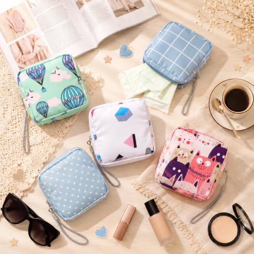 Image of Paterr 24 Pcs Sanitary Napkin Storage Bag Set Including Portable Period Pouch Hand Wrist Strap Lanyard String Holder Tampons Holder Pouch First Period Gift for Teen Girls(Cute Style)