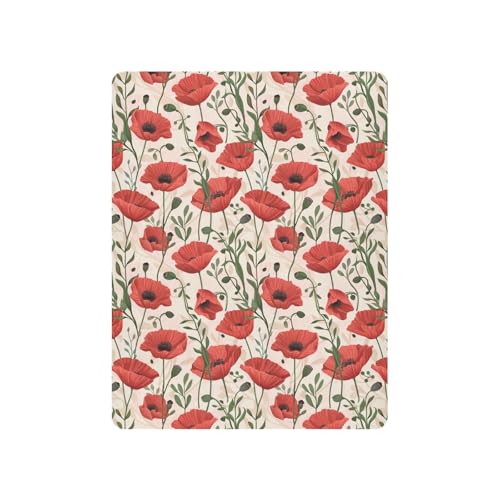 JIPONI Poppy Flowers Leaf Soft Playard Sheet- Pack & Play Sheets Fitted, Breathable Mattress Cover for Standard Size Play Yard, 39’x27’x5’
