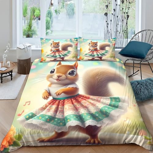 Housse de couette écureuil idée cadeau anniversaire enfant single - 4