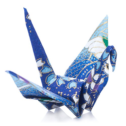 Origami japonais grues bleues, papier carré de 7,5 cm pour emballage cadeau