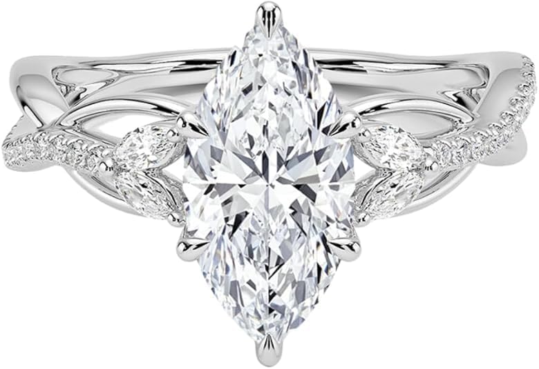 1-3 CT Marquise Moissanite Engagement Ring