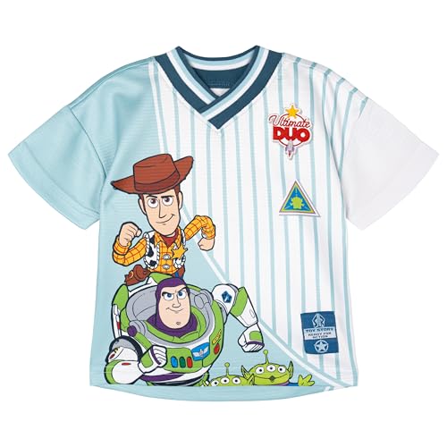 Disney Toy Story Toddler Boys Mesh Soccer Jersey Athletic T-Shirt Powder Blue Buzz Lightyear/Woody 4T