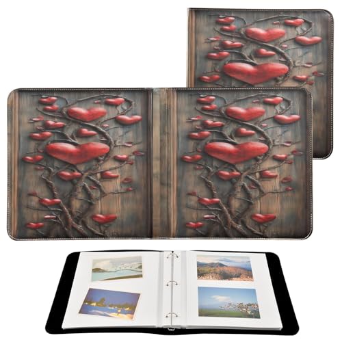 Álbum de fotos adhesivo para bricolaje Scrapbook con diseño de corazón, encuadernado de 3 anillas, 40 páginas, tamaño 11.8 x 11.2 pulgadas miniatura 2