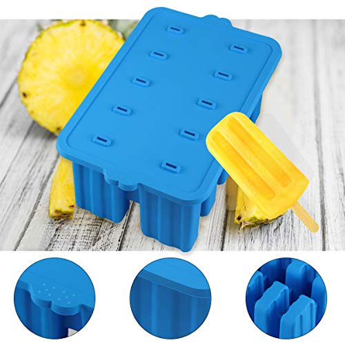 Homemade Silicone Popsicle Molds,BPA Free Popcylce Molds,Reusable Popsicle Mold for Kids,Ice Cream Mold,Ice Pop Molds Maker with 50 Popsicles Sticks,50 Popsicle Bags,Cleansing Brush,Funnel ( Blue)