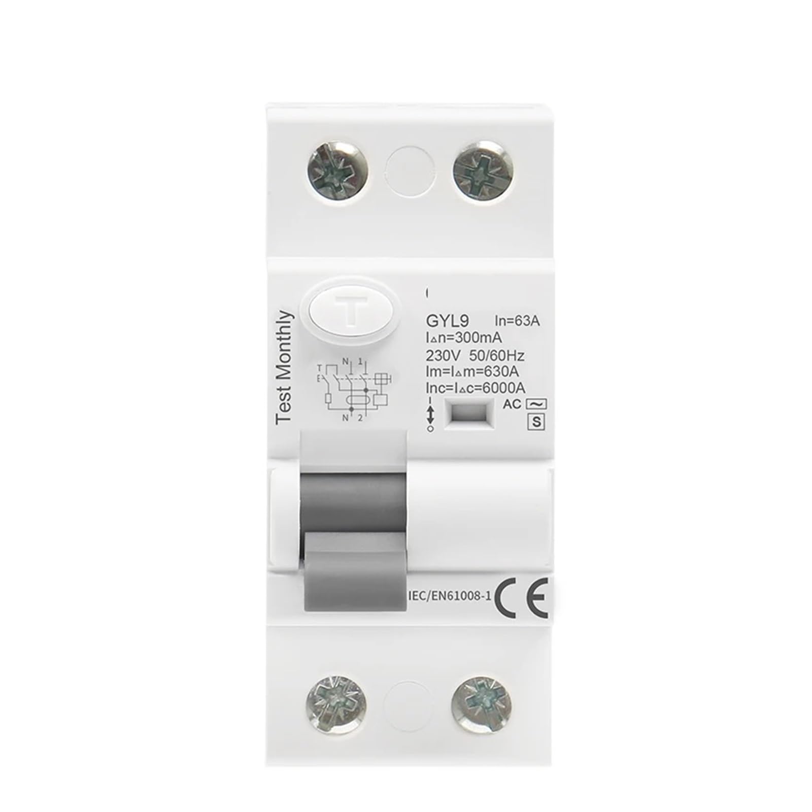 Disyuntor Interruptor diferencial con retardo de Tiempo GYL9 AC-S RCCB ELCB Interruptor electromagnético con retardo(AC-S 2P 40A,300mA)