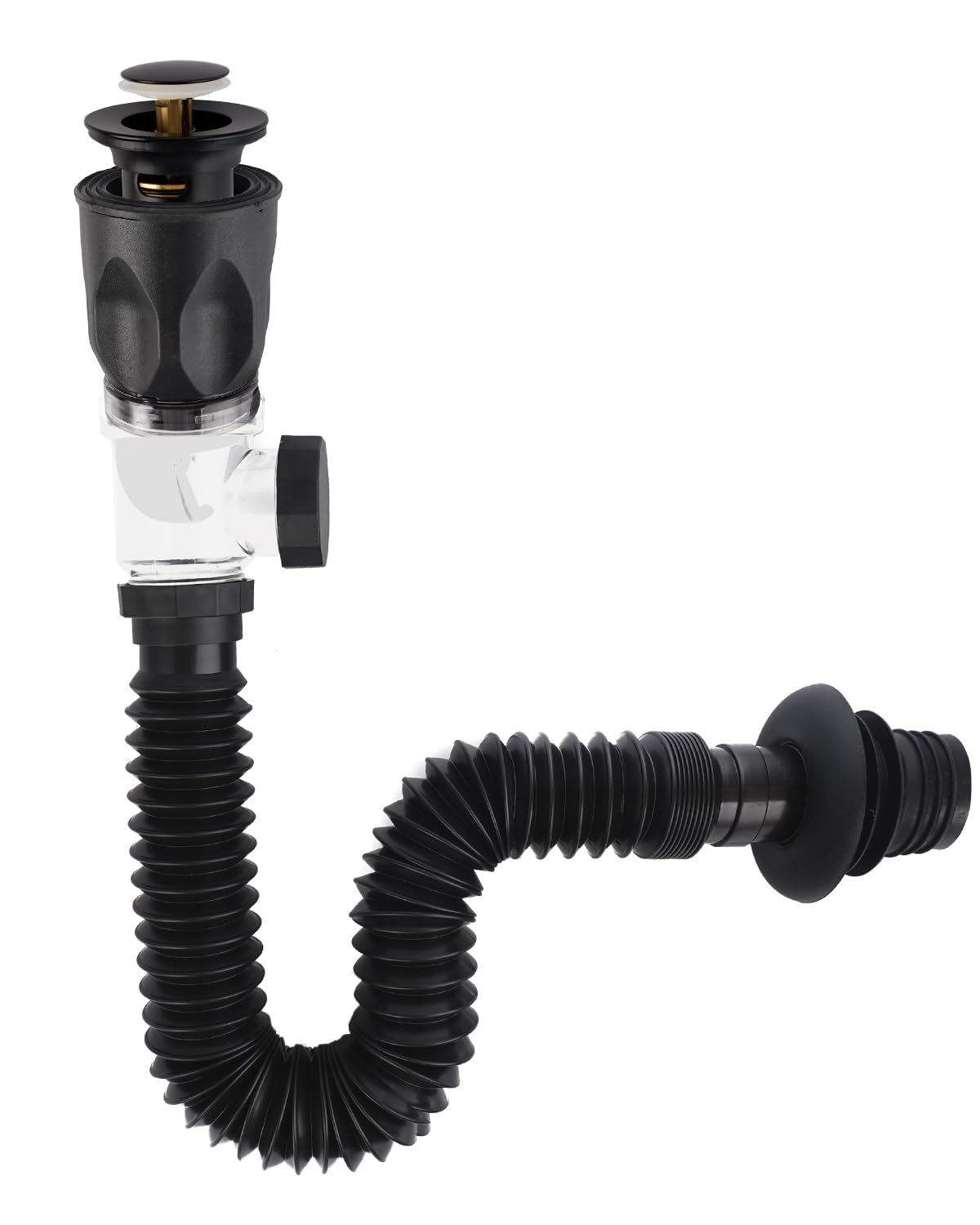 Hibbent Sink Waste Kit, Universal Pop Up Click Clack Basin Waste with Flexible Waste Pipe