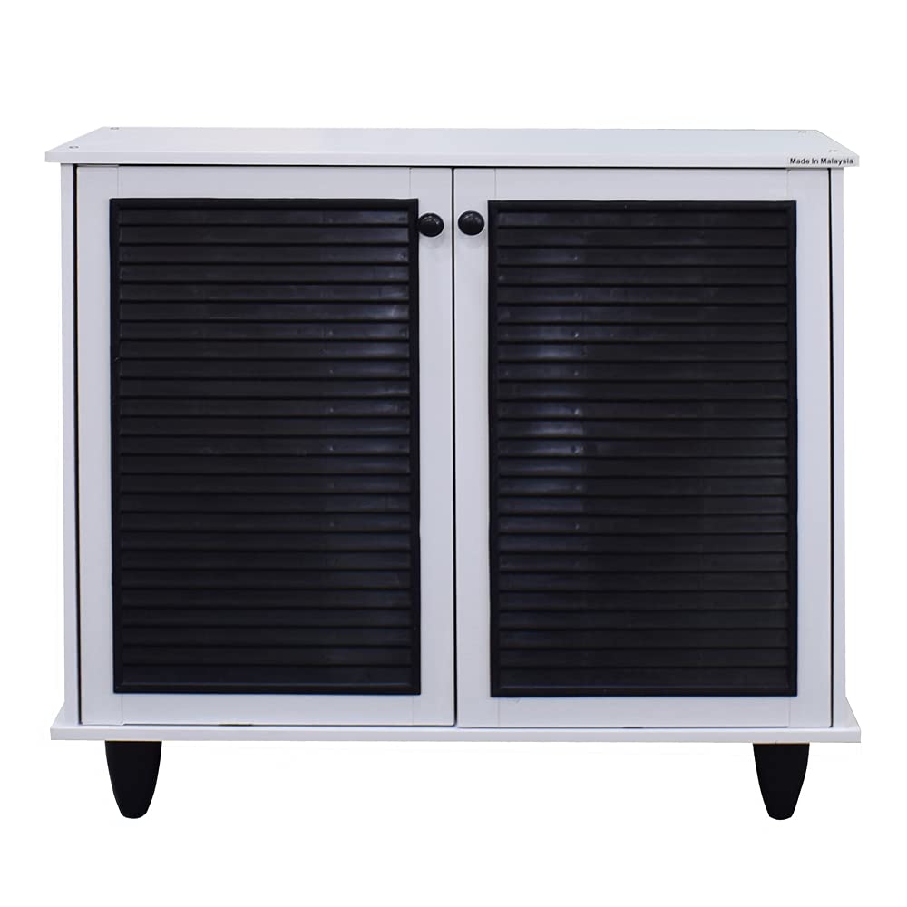 WT-EASYCARE Wooden Shoe Cabinet, White – Spacious Storage, Vented Design for Odor-Free Airflow, Extra Top Shelf, Magnetic Door Stops for Quiet Closing – Perfect for Entryways, Bedrooms & Living Rooms