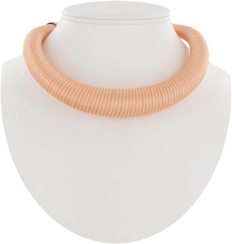 Pastel Orange Peach Thread Wrapped Torque Collar Choker Necklace Cuff For Women Fashion Necklaces Trendy Accessories Stylish Additions