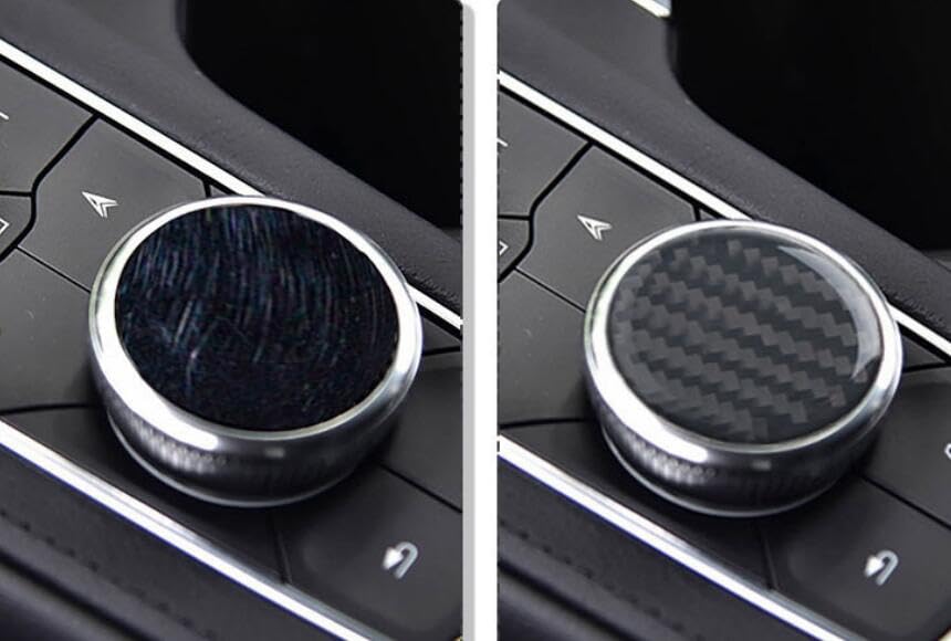 Image of Car Interior Accessories Knob Cover Carbon Fiber Decal Compatible with Cadillac XT4 XT5 CT4 CT5 CT6 (Black)