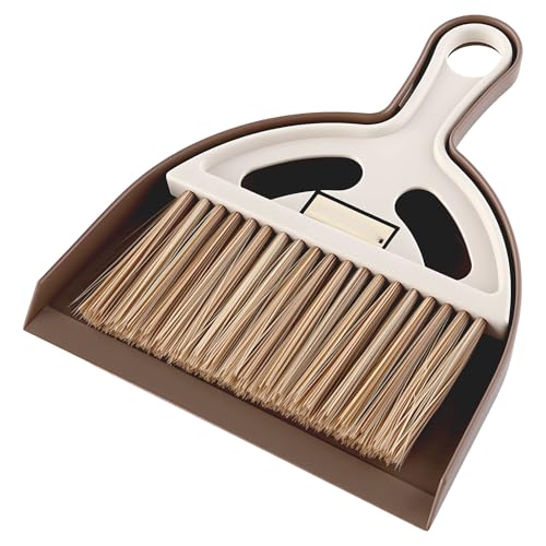 Juego de Escoba y Recogedor Pequeños, Set de Escoba y recogedor, Ideal para la Limpieza de la Cocina y el hogar, Diseño Mini con Cabezal de Cepillo, Dimensiones: 18 x 20 cm
