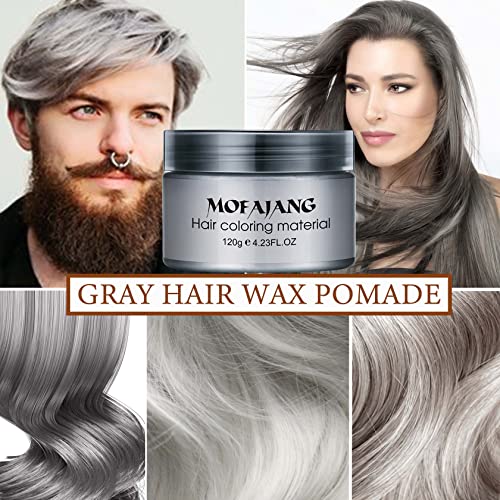 Fusang Silver Gray Hair Wax Pomades,Temporary Hair Spray Color Coloring Mud Grey Hair Dye Wax Long Lasting Washable Treatment Matte Hairstyle Ash Non-Greasy Hair Wax For Party,Date,Cosplay #TOP1