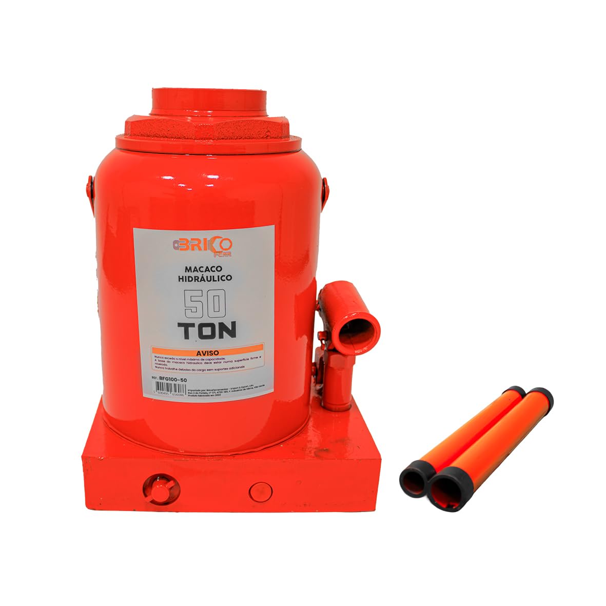 Bricoferr Gato hidráulico Tipo Botella 50T – Altura Ajustable de 300 a 480 mm