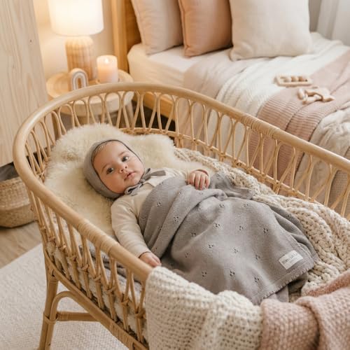 Image of Baby Gift Set -Thoughtful Baby Shower & New Baby Gift for Boys & Girls, Baby Gifts, Gift Registry by Name, Gifts for Baby boy (Pointelle - Dove Grey)