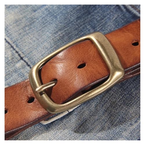 Fashion Cowhide Handmade Copper Buckle Men's Belt Genuine Leather Jeans Wide Men's Belt2
