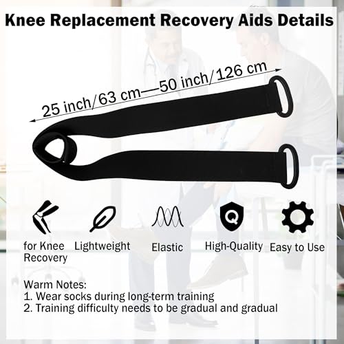 knee replacement recovery aids kit - leg lifter strap elastic exercise bands for knee hips hamstrings