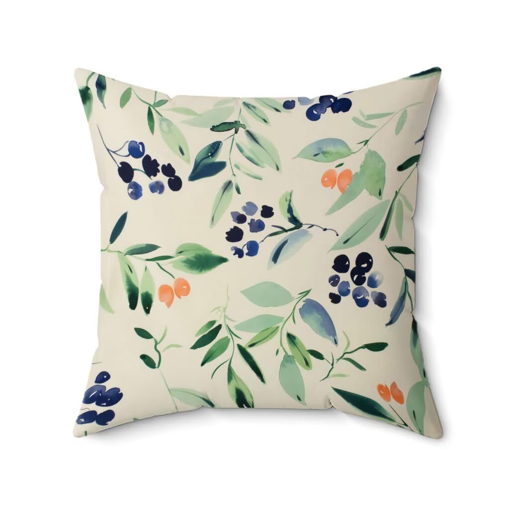 Juego de 4 cojines impermeables para exteriores, 55 x 55 cm, fundas de almohada de lino floral crema para banco de jardín, patio, sofá, coche, oficina, almohadas decorativas I-6015
