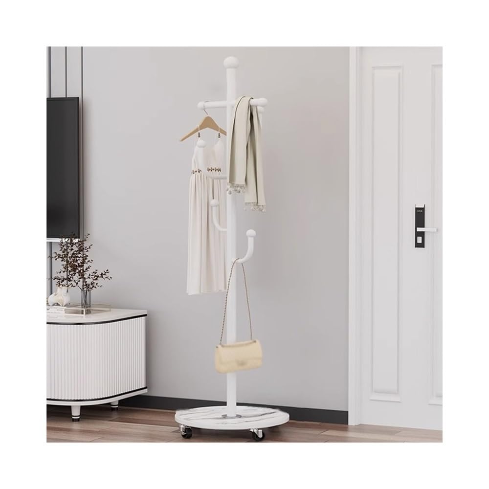 DFHS46JK Hat Rack Household Clothes Rack Coat Floor Bedroom Hanger Living Room Vertical for Office(White)