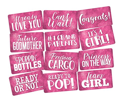 Photo Booth Props Set It's a Girl Perfect for Pink Baby Shower 6pc Double Sided