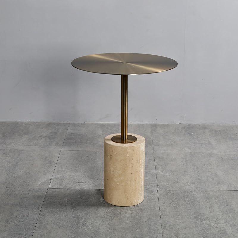Table basse de salon avec base en pierre et acier inoxydable - 6